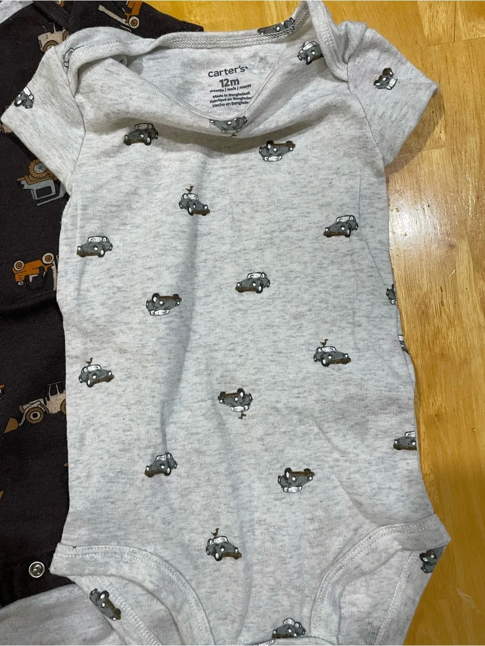 Carter's Blue, Light Green, Black & Gray Striped and Print Baby Bodysuit Set